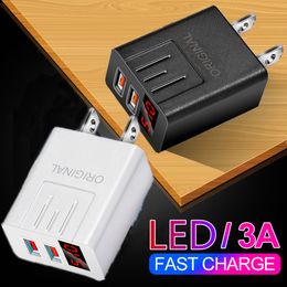 Fast Quick Chargers EU US Dual Ports LED Display 5V 3.1A Wall Charger AC Travel Home Power Adapters For IPhone 12 13 14 Samsung Lg android phone pc