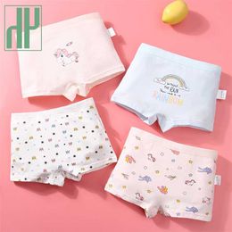 HH 4 Piece Girls Underwear Kids Cute Underpants Cotton Comfort Boxer Briefs For Girl Underpants Children's Clothing 2-12 Years 211122