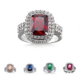 Hot Women Gemstone Ring Miro Pave Settings Zircon Platinum Plated Gems Rings Engagement Wedding Gift