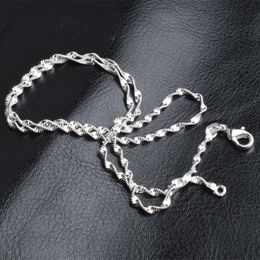 2021 2MM 925 sterling silver smooth double Water wave chains Luxury choker Lobster Clasps Necklaces Jewellery in Bulk 16 18 20 22 24 inches