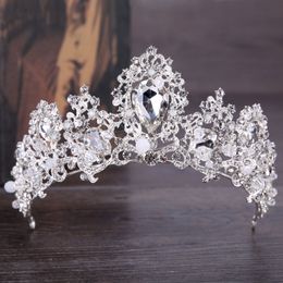 Women Elegant Tiaras Bride Hair Jewelry Silver Crystal Tiara Crown For Wedding Hair Accessories Hairwear Party Gift