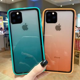 Rainbow Gradient Colour Frame phone Cases Shockproof Clear Transparent Protective Cover case for iPhone 12 Mini 11 Pro Max X XR XS 7 8 Plus