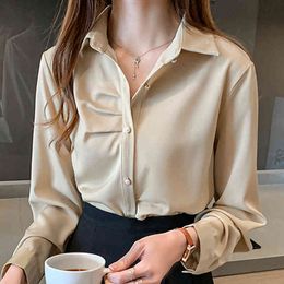 Long Sleeve Blouse Women Blusas Mujer De Moda Turn Down Collar Office Chiffon Blouse Shirt Tops Blusa Women Clothing D843 210426