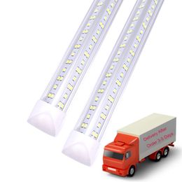 8FOOT Cooler Door LED Tubes 4 Rows 144W Integrated 4FT 8FT T8 Tube Light V Shape Fluorescent Shop Lights Warehouse Lighting