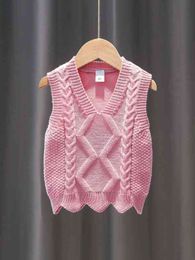 Baby Scallop Trim Cable Knit Sweater Vest SHE