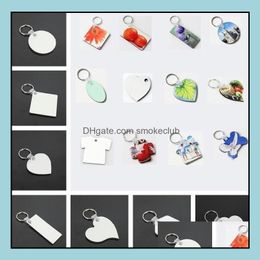 Event Festive Supplies Home & Garden Keychains For Sublimation Mdf Heart Round Love Key Chain Thermal Transfer Printing Diy Blank Material P