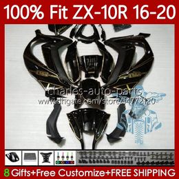 Injection Fairings For KAWASAKI NINJA ZX 10 R 1000 CC ZX1000 C 16-20 Black Golden 105No.42 ZX 10R 1000CC ZX-10R ZX10R 16 17 18 19 20 ZX-1000 2016 2017 2018 2019 2020 OEM Body