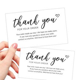 50pcs/Bag 9*5.4cm White Color Thank You For Your Order Greeting Cards Baking Bags Package Box Business Decor