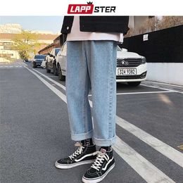 LAPPSTER Men Loose Baggy Blue Jeans Mens Casual Korean Fashions Harem Pants Male Oversized Black High Waisted Denim 211108