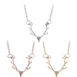 Christmas Little Antler Deer Head Elk Necklace Antlers Cute Choker Necklace For Women Jewellery Charms Jewellery
