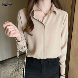 Blusas Women's Shirt Classic Chiffon Blouse Female Plus Size Loose Long Sleeve Shirts Lady Simple Style Tops Clothes 10489 210521