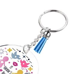 new Acrylic keychain Key rings Plastic DIY 24-piece set Multi-colors portable creative gift Transparent round acrylic EWD6924