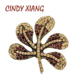 Pins, Brooches CINDY XIANG Rhinestone Leaf For Women Vintage Plant Jewellery Coat Accessories 4 Colours Available Good Gift