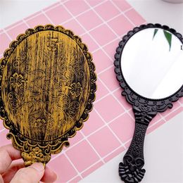 Vintage Handheld Mirror Portable Travel Personal Cosmetic Embossed Flower Hand Held Decorative Mirrors for Face Makeup RRF12819