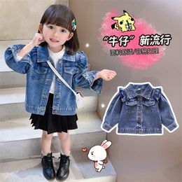 Girl Denim Jacket Baby clothes For girls Print Coat Embroidery Outwear Kids Cartoon Jean Jackets 2-10T Years 211204