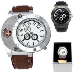 Wristwatches Man Watch 2021 Military USB Charge Windproof Electronic Flameless Lighter Creative Men Watches Quartz Wristwatch Gift