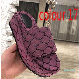 Wholesale-Beach slippers fashion Thick bottom designer Women Shoes Cartoon Alphabet lady Platform Leather Heels letter Slides