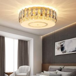 Luxury Modern Lighting Bedroom Lustre Gold Stainless Steel Led Ceiling Lights Living Room K9 Crystals Lamp Fixtures