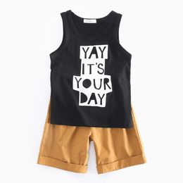 Summer Baby Boy Clothes Kids Boys Vest Printing Sets Clothing Suit T-Shirt + Shorts Children 210429