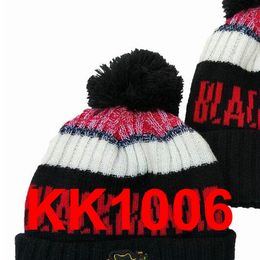 New Blackhawks Hockey 2021 Hot Beanie Pom Knit Hats Blue Baseball Football Basketball Sport Beanies Mix Match Order All Caps
