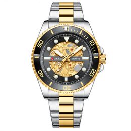 Novo relógio masculino Karion 8412 quartzo completo com pulseira de aço inoxidável casual fashion luminoso à prova d'água