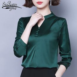 Fashion Women Blouses blusas mujer de moda Long Sleeve V-neck Casual Solid Tops Office Lady Clothing 5378 50 210427