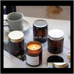 Holders Decor Home Garden Drop Delivery 2021 Wholesale 100Ml 250Ml Glass Jar Aromatherapy Large Mouth Brown Candle Cup Empty Diy Homemade B
