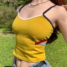 Fashion Trend Women Tank Top Summer New Color Patchwork Skinny Sun Camis Tops Tanks Vest BacklCasual Fitting Camisole X0507