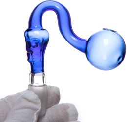 Glass Oil Burner Pipe Skull Shape Curved Thick Pyrex Water Pipes Smoking Tobacco Hand Blown Tube Hookahs Bowls Burning Great Tubes Nail Tips