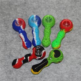 Silicone Smoking Pipe Glass Bowl dabber tool ashcatcher Portable Silicon Hand Pipes