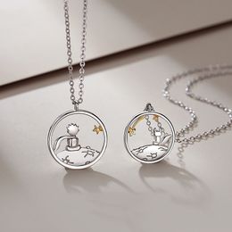 Fashion Couple S925 Silver Plated Prince Little Fox Pendant Personalised Necklace Valentine's Day Anniversary X203