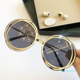 2021 New Metal Flower Round Sunglasses Female Big Frame European Fashion Personality Glasses Thin Face Trend Sunglasses