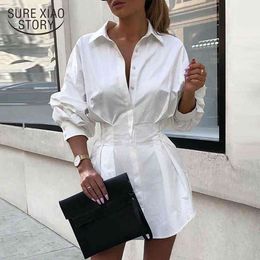 Autumn Cardigan Shirts Long Sleeve Button Up Shirt Tops Office Lady White Blouses Women Casual 11961 210415