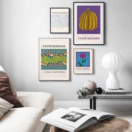 art gallery museum UK - Yayoi Kusama Artwork Exhibition Posters And Prints Gallery Wall Art Pictures Museum Canvas Painting For Living Room Home Decor Pai317w