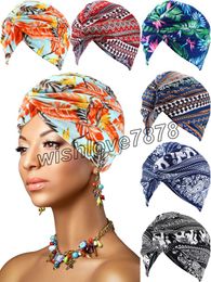 Women African Headtie Turban Caps Pre-Tied Headwrap Bonnet Beanie Headscarf Fashion Print Soft Cotton Hat For Lady