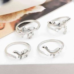 Women Fashion Copper Brontosaurus Stegosaurus Triceratops Shape Rings Dinosaur Adjustable Finger Ring Gift G1125