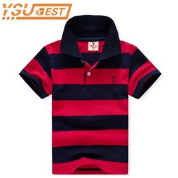 Kids Boy T Shirts Summer Trendy Colorful Striped Short Sleeve Shirt Children Top Tees 2 4 6 7 10 12 14 Years Clothes 210521