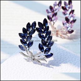 Pins, Brooches Jewellery Farlena Fashion Crystal Poolive Leaf Brooch Pins Luxury Rhinestones For Women Aessories Drop Delivery 2021 Vuk0T