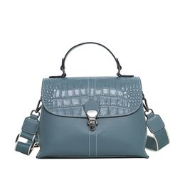 Casual lock small square bag 2021 new leather handbags Hand-held crocodile grain leather crossbody shoulder bag