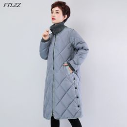 Winter Elegant Women Thick Warm Long Jacket Outwear Casual Loose Zipper Cotton Coat 210423