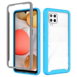 Armor Cases with Front Frame For Samsung A42 5G Soft Rubber Hard Plastic Shockproof Protection Cover