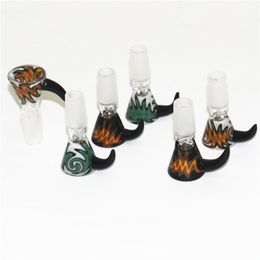 glass slide bowl for glass bong with handle funnel Smoking Accessories Water Pipe heady Bongs 14mm male hookah quartz nails