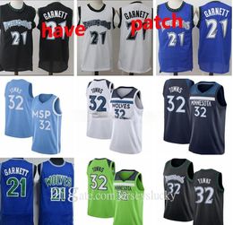 Top Quality Men Minnesotatimberwolves Kevin Garnett 21 Town 32 Vintage Stitched White Black Blue Basketball Jerseys Short Breathable S-2xl