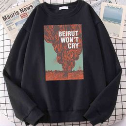 Beirut Won't Cry Vintage Hoodies Men Casual Hip Hop Hoodie Autumn 2020 Loose Sweatshirts Funny Fleece Male Pullover H1218