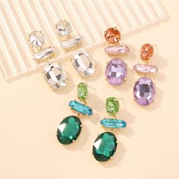 Glass Diamond Earrings Celebrity Style Alloy Dangle & Chandelier Women Earring Jewelry E9626