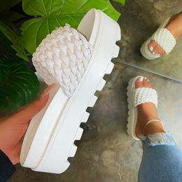 Women Sandals Platform Sandals Shoes Women Bow 2021 Summer Sandals Slipper Indoor Outdoor Flip-flops Beach Shoes Female Slippers Y0406