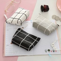 Mini Money Bag Women Key Card Holder Floral Plaid Zipper Pouch Small Wallet Children Female Kids Canvas Coin Purse