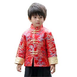 Red Dragon Children Coat Chinese Spring Festival Costumes Boy Jackets Clothes Outfits Kids Outerwear Quilted Baby Boys Garments 210413