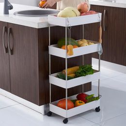 Hooks & Rails Kitchen Storage Rack Trolley With Wheels Bathroom Shelves Carts On Floor Gap Shelf Side Organizer Narrow Movable Spice Holders