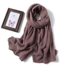 2021 Winter Scarf Women Solid Cashmere Knitted Pashmina Thick Shawls Lady Wraps Female Warm Foulard Neck Scarves Tow Side